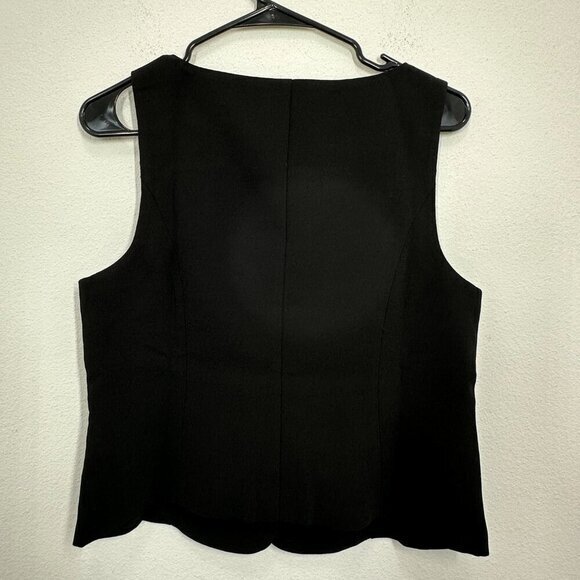 J. Crew Black Scoopneck Button Front Vest Drapey Crepe Old Money NWT Preppy - Picture 3 of 6